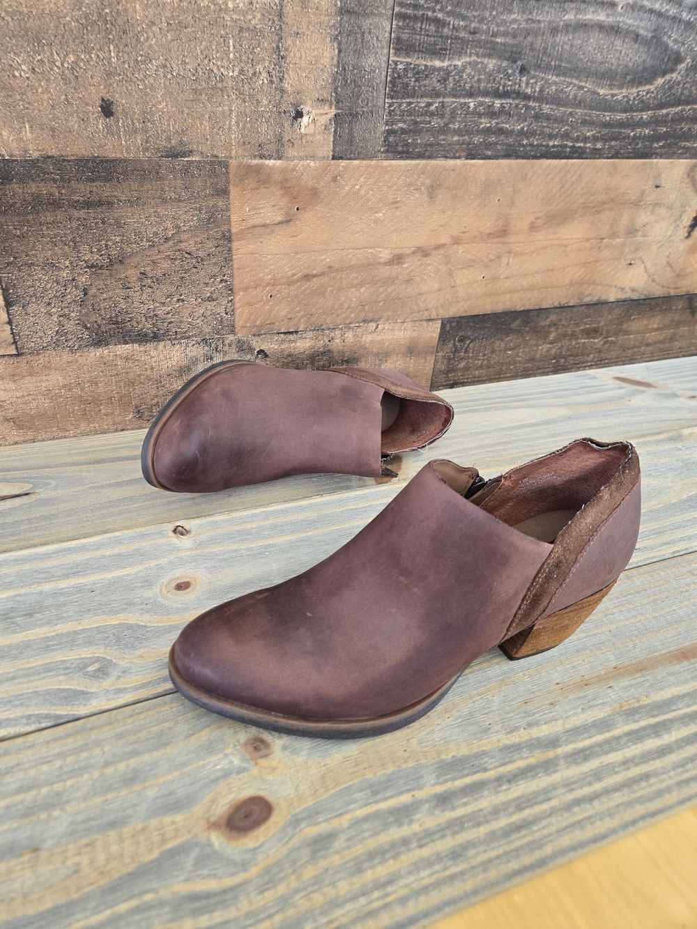 Kork Ease Ranny Boots Brown Leather Zip Ankle Fashion Booties Womens Size 7.5 M
